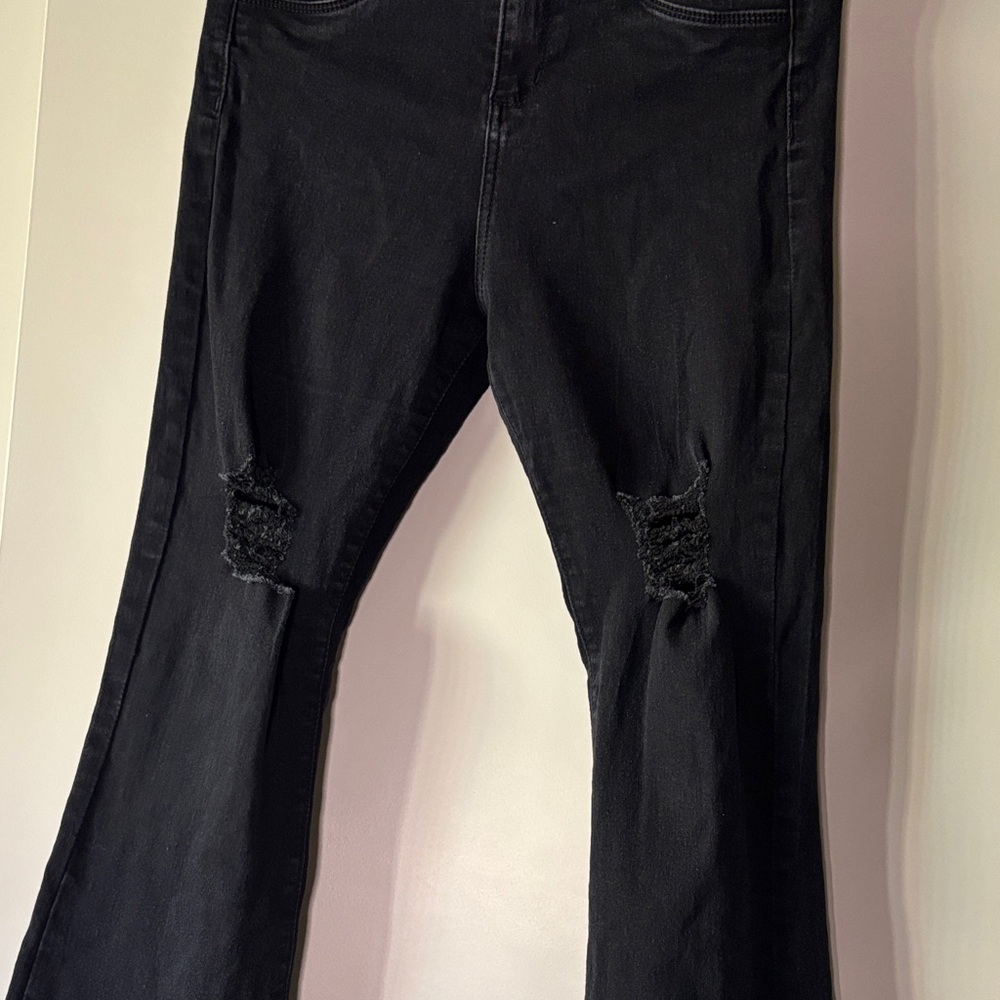 Miu Miu Black Distressed Flare Jeans